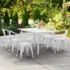LT&S Alloy Series Lancaster Table & Seating Alloy Series 63" X 32" White Dining Height Outdoor Table With 6 Arm Chairs