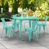 LT&S Alloy Series Lancaster Table & Seating Alloy Series 36" X 36" Seafoam Dining Height Outdoor Table With 4 Arm Chairs