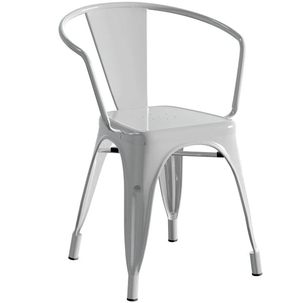 LT&S Alloy Series Lancaster Table & Seating Alloy Series 63" X 32" Silver Dining Height Outdoor Table With 6 Arm Chairs 4 LT&S Alloy Series Lancaster Table & Seating Alloy Series 63" X 32" Silver Dining Height Outdoor Table With 6 Arm Chairs - Image 4