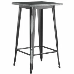 LT&S Alloy Series Lancaster Table & Seating Alloy Series 24" X 24" Distressed Black Outdoor Bar Height Table With 2 Metal Cafe Bar Stools -Zown Shop 2253790