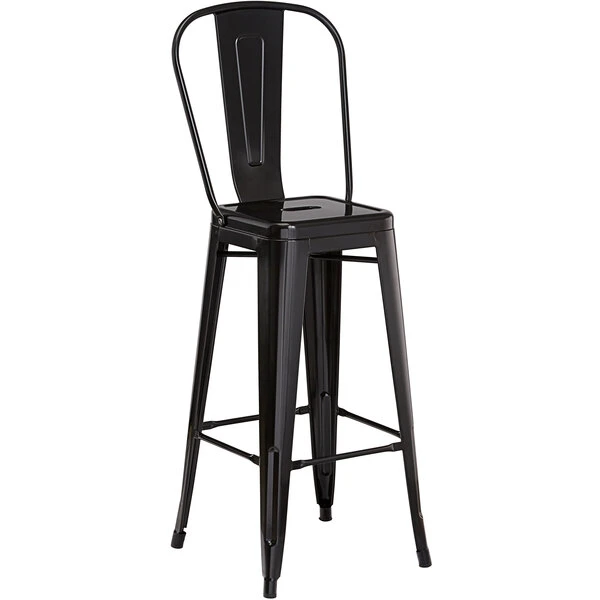 LT&S Alloy Series Lancaster Table & Seating Alloy Series 24" X 24" Black Outdoor Bar Height Table With 2 Metal Cafe Bar Stools 4 LT&S Alloy Series Lancaster Table & Seating Alloy Series 24" X 24" Black Outdoor Bar Height Table With 2 Metal Cafe Bar Stools - Image 4