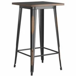 LT&S Alloy Series Lancaster Table & Seating Alloy Series 24" X 24" Distressed Copper Outdoor Bar Height Table With 2 Metal Cafe Bar Stools -Zown Shop 2253795