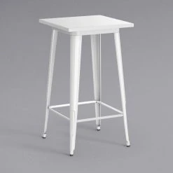 LT&S Alloy Series Lancaster Table & Seating Alloy Series 24" X 24" White Outdoor Bar Height Table With 2 Metal Cafe Bar Stools -Zown Shop 2253807