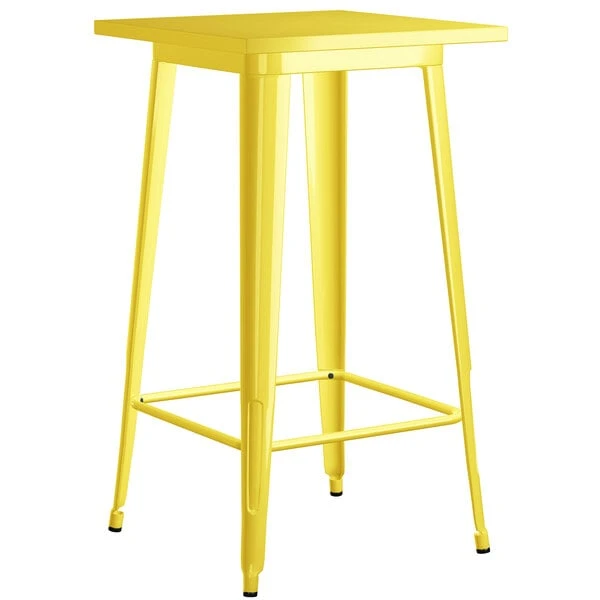 LT&S Alloy Series Lancaster Table & Seating Alloy Series 24" X 24" Yellow Outdoor Bar Height Table With 2 Metal Cafe Bar Stools 3 LT&S Alloy Series Lancaster Table & Seating Alloy Series 24" X 24" Yellow Outdoor Bar Height Table With 2 Metal Cafe Bar Stools - Image 3