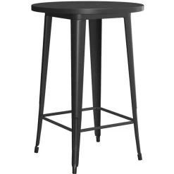 LT&S Alloy Series Lancaster Table & Seating Alloy Series 30" Round Black Outdoor Bar Height Table With 4 Metal Cafe Bar Stools -Zown Shop 2253813