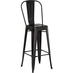 LT&S Alloy Series Lancaster Table & Seating Alloy Series 30" Round Black Outdoor Bar Height Table With 4 Metal Cafe Bar Stools -Zown Shop 2253814