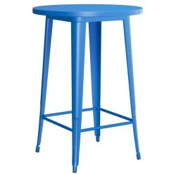 LT&S Alloy Series Lancaster Table & Seating Alloy Series 30" Round Blue Outdoor Bar Height Table With 4 Metal Cafe Bar Stools -Zown Shop 2253815