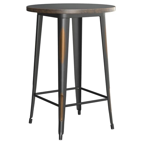 LT&S Alloy Series Lancaster Table & Seating Alloy Series 30" Round Distressed Copper Outdoor Bar Height Table With 4 Metal Cafe Bar Stools 3 LT&S Alloy Series Lancaster Table & Seating Alloy Series 30" Round Distressed Copper Outdoor Bar Height Table With 4 Metal Cafe Bar Stools - Image 3