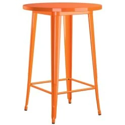 LT&S Alloy Series Lancaster Table & Seating Alloy Series 30" Round Orange Outdoor Bar Height Table With 4 Metal Cafe Bar Stools -Zown Shop 2253821
