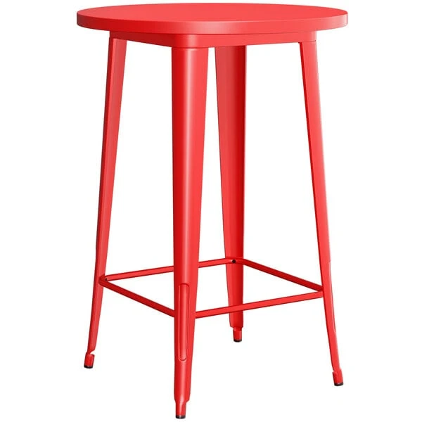 LT&S Alloy Series Lancaster Table & Seating Alloy Series 30" Round Red Outdoor Bar Height Table With 4 Metal Cafe Bar Stools 4 LT&S Alloy Series Lancaster Table & Seating Alloy Series 30" Round Red Outdoor Bar Height Table With 4 Metal Cafe Bar Stools - Image 4