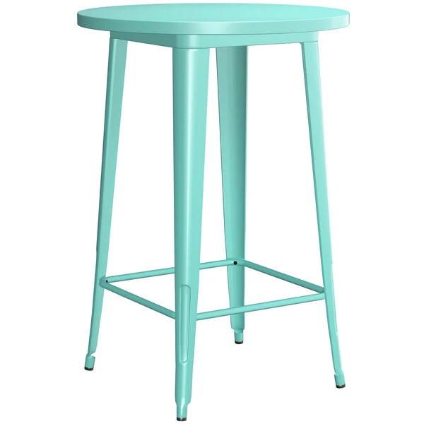 LT&S Alloy Series Lancaster Table & Seating Alloy Series 30" Round Seafoam Outdoor Bar Height Table With 4 Metal Cafe Bar Stools 3 LT&S Alloy Series Lancaster Table & Seating Alloy Series 30" Round Seafoam Outdoor Bar Height Table With 4 Metal Cafe Bar Stools - Image 3