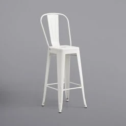 LT&S Alloy Series Lancaster Table & Seating Alloy Series 30" Round White Outdoor Bar Height Table With 4 Metal Cafe Bar Stools -Zown Shop 2253830