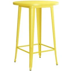 LT&S Alloy Series Lancaster Table & Seating Alloy Series 30" Round Yellow Outdoor Bar Height Table With 4 Metal Cafe Bar Stools -Zown Shop 2253831