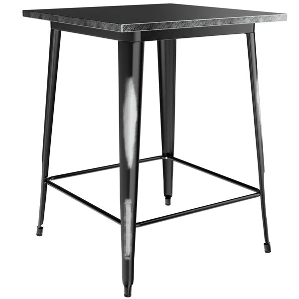 LT&S Alloy Series Lancaster Table & Seating Alloy Series 32" X 32" Distressed Black Outdoor Bar Height Table With 4 Metal Cafe Bar Stools 3 LT&S Alloy Series Lancaster Table & Seating Alloy Series 32" X 32" Distressed Black Outdoor Bar Height Table With 4 Metal Cafe Bar Stools - Image 3