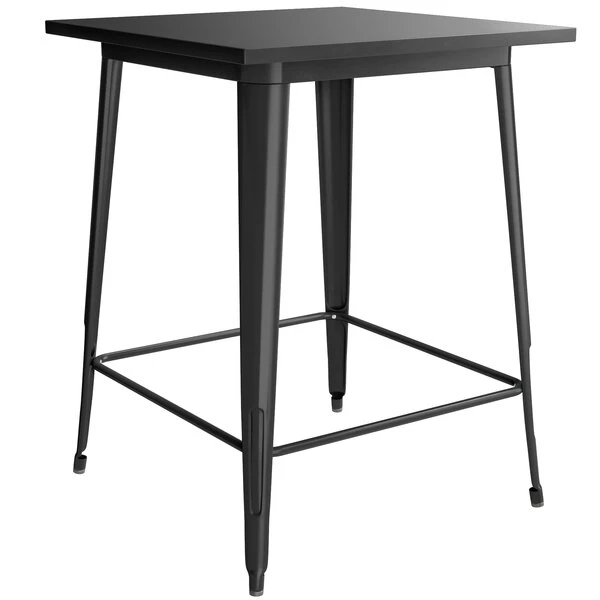 LT&S Alloy Series Lancaster Table & Seating Alloy Series 32" X 32" Black Outdoor Bar Height Table With 4 Metal Cafe Bar Stools 3 LT&S Alloy Series Lancaster Table & Seating Alloy Series 32" X 32" Black Outdoor Bar Height Table With 4 Metal Cafe Bar Stools - Image 3