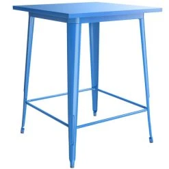 LT&S Alloy Series Lancaster Table & Seating Alloy Series 32" X 32" Blue Outdoor Bar Height Table With 4 Metal Cafe Bar Stools -Zown Shop 2253837