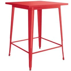 LT&S Alloy Series Lancaster Table & Seating Alloy Series 32" X 32" Red Outdoor Bar Height Table With 4 Metal Cafe Bar Stools -Zown Shop 2253845