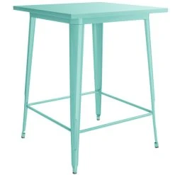 LT&S Alloy Series Lancaster Table & Seating Alloy Series 32" X 32" Seafoam Outdoor Bar Height Table With 4 Metal Cafe Bar Stools -Zown Shop 2253847