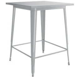 LT&S Alloy Series Lancaster Table & Seating Alloy Series 32" X 32" Silver Outdoor Bar Height Table With 4 Metal Cafe Bar Stools -Zown Shop 2253849
