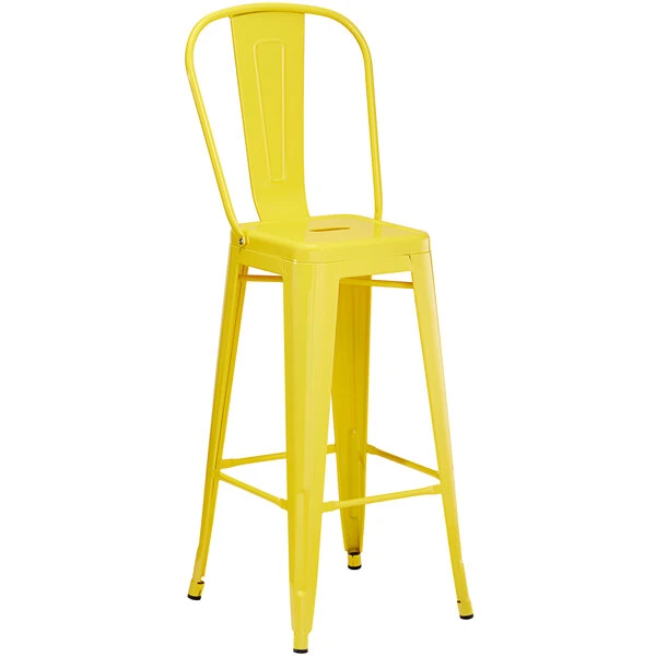 LT&S Alloy Series Lancaster Table & Seating Alloy Series 32" X 32" Yellow Outdoor Bar Height Table With 4 Metal Cafe Bar Stools 4 LT&S Alloy Series Lancaster Table & Seating Alloy Series 32" X 32" Yellow Outdoor Bar Height Table With 4 Metal Cafe Bar Stools - Image 4
