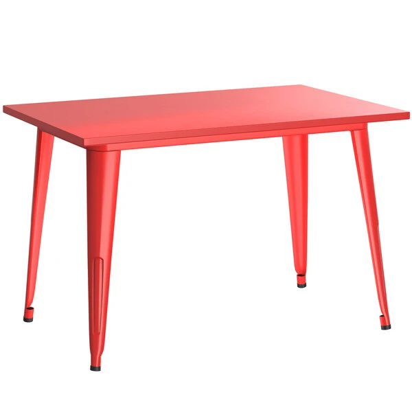 LT&S Alloy Series Lancaster Table & Seating Alloy Series 48" X 30" Red Dining Height Outdoor Table With 4 Industrial Cafe Chairs 3 LT&S Alloy Series Lancaster Table & Seating Alloy Series 48" X 30" Red Dining Height Outdoor Table With 4 Industrial Cafe Chairs - Image 3