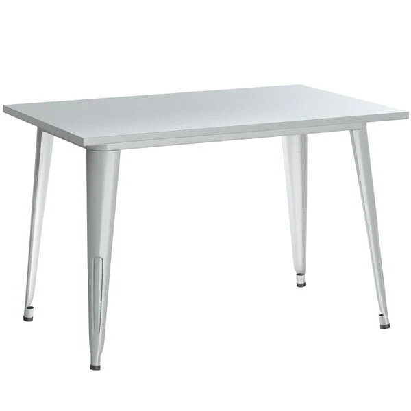 LT&S Alloy Series Lancaster Table & Seating Alloy Series 48" X 30" Silver Dining Height Outdoor Table With 4 Industrial Cafe Chairs 3 LT&S Alloy Series Lancaster Table & Seating Alloy Series 48" X 30" Silver Dining Height Outdoor Table With 4 Industrial Cafe Chairs - Image 3
