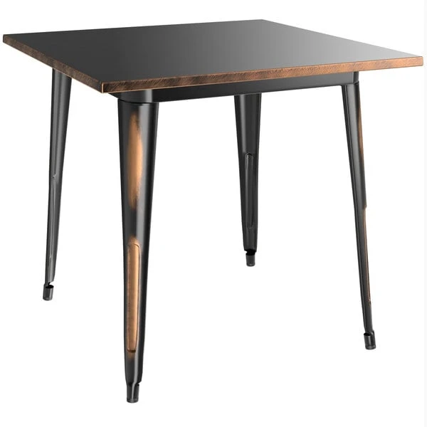 LT&S Alloy Series Lancaster Table & Seating Alloy Series 32" X 32" Square Distressed Copper Dining Height Outdoor Table With 4 Industrial Cafe Chairs 3 LT&S Alloy Series Lancaster Table & Seating Alloy Series 32" X 32" Square Distressed Copper Dining Height Outdoor Table With 4 Industrial Cafe Chairs - Image 3