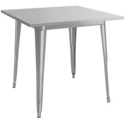 LT&S Alloy Series Lancaster Table & Seating Alloy Series 32" X 32" Silver Dining Height Outdoor Table With 4 Industrial Cafe Chairs -Zown Shop 2253953