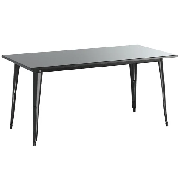 LT&S Alloy Series Lancaster Table & Seating Alloy Series 63" X 32" Black Dining Height Outdoor Table With 6 Industrial Cafe Chairs 3 LT&S Alloy Series Lancaster Table & Seating Alloy Series 63" X 32" Black Dining Height Outdoor Table With 6 Industrial Cafe Chairs - Image 3