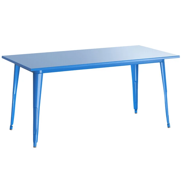 LT&S Alloy Series Lancaster Table & Seating Alloy Series 63" X 32" Blue Dining Height Outdoor Table With 6 Industrial Cafe Chairs 3 LT&S Alloy Series Lancaster Table & Seating Alloy Series 63" X 32" Blue Dining Height Outdoor Table With 6 Industrial Cafe Chairs - Image 3