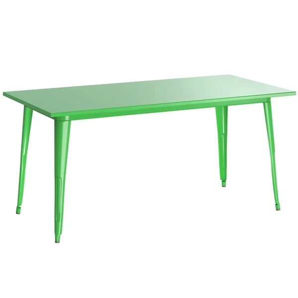 LT&S Alloy Series Lancaster Table & Seating Alloy Series 63" X 32" Green Dining Height Outdoor Table With 6 Industrial Cafe Chairs 3 LT&S Alloy Series Lancaster Table & Seating Alloy Series 63" X 32" Green Dining Height Outdoor Table With 6 Industrial Cafe Chairs - Image 3
