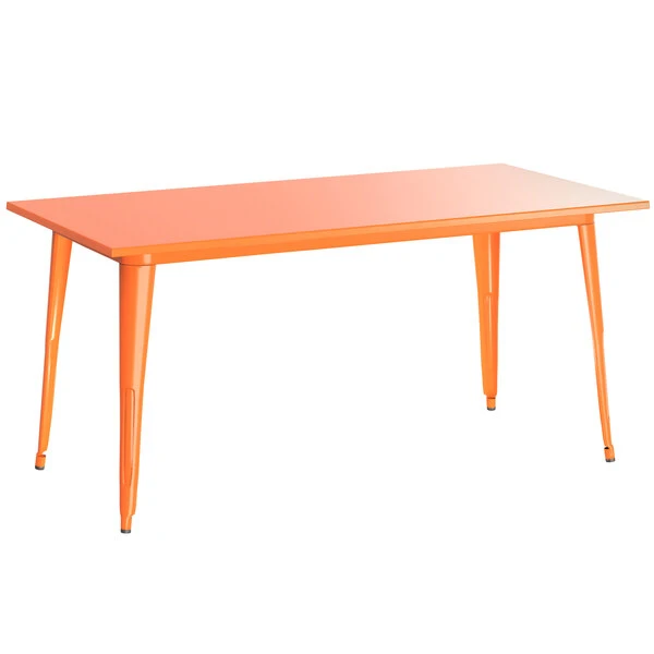LT&S Alloy Series Lancaster Table & Seating Alloy Series 63" X 32" Orange Dining Height Outdoor Table With 6 Industrial Cafe Chairs 3 LT&S Alloy Series Lancaster Table & Seating Alloy Series 63" X 32" Orange Dining Height Outdoor Table With 6 Industrial Cafe Chairs - Image 3
