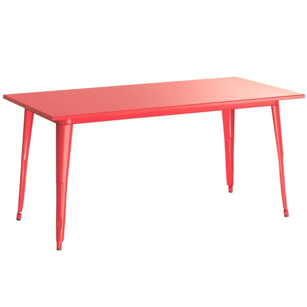 LT&S Alloy Series Lancaster Table & Seating Alloy Series 63" X 32" Red Dining Height Outdoor Table With 6 Industrial Cafe Chairs 3 LT&S Alloy Series Lancaster Table & Seating Alloy Series 63" X 32" Red Dining Height Outdoor Table With 6 Industrial Cafe Chairs - Image 3