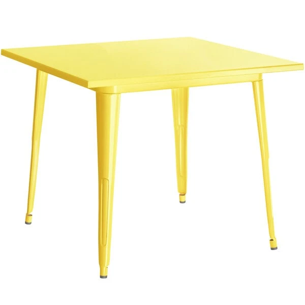 LT&S Alloy Series Lancaster Table & Seating Alloy Series 36" X 36" Yellow Dining Height Outdoor Table With 4 Industrial Cafe Chairs 3 LT&S Alloy Series Lancaster Table & Seating Alloy Series 36" X 36" Yellow Dining Height Outdoor Table With 4 Industrial Cafe Chairs - Image 3