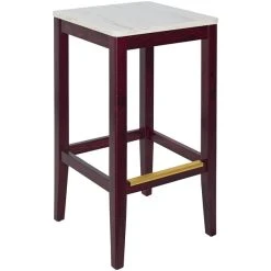 BFM Seating Stockton Dark Mahogany Beechwood Square Backless Barstool With Relic Antique Wash Seat