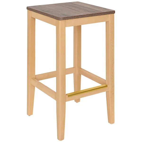 BFM Seating Stockton Natural Beechwood Square Backless Barstool With Relic Knotty Pine Seat 1 BFM Seating Stockton Natural Beechwood Square Backless Barstool With Relic Knotty Pine Seat