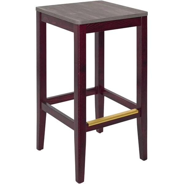 BFM Seating Stockton Dark Mahogany Beechwood Square Backless Barstool With Relic Chestnut Seat 1 BFM Seating Stockton Dark Mahogany Beechwood Square Backless Barstool With Relic Chestnut Seat