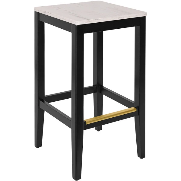 BFM Seating Stockton Black Beechwood Square Backless Barstool With Relic Antique Wash Seat 1 BFM Seating Stockton Black Beechwood Square Backless Barstool With Relic Antique Wash Seat