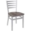 BFM Seating Lima Silver Mist Steel Ladder Back Side Chair With Relic Chestnut Seat