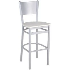 BFM Seating Axel Silver Mist Steel Solid Back Barstool With Relic Antique Wash Melamine Seat