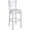 BFM Seating Lima Silver Mist Steel Ladder Back Barstool With Relic Antique Wash Seat