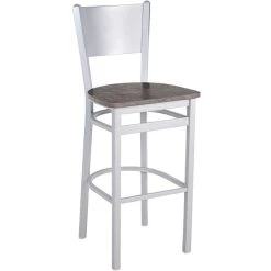 BFM Seating Axel Silver Mist Steel Solid Back Barstool With Relic Rustic Copper Melamine Seat