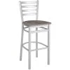 BFM Seating Lima Silver Mist Steel Ladder Back Barstool With Relic Chestnut Seat