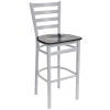 BFM Seating Lima Silver Mist Steel Bar Height Chair With Black Wooden Seat