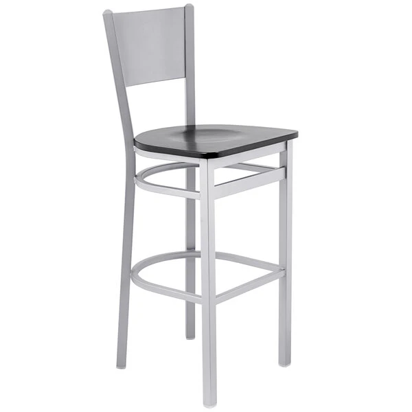 BFM Seating Axel Silver Mist Steel Bar Height Chair With Black Wood Seat 2 BFM Seating Axel Silver Mist Steel Bar Height Chair With Black Wood Seat - Image 2