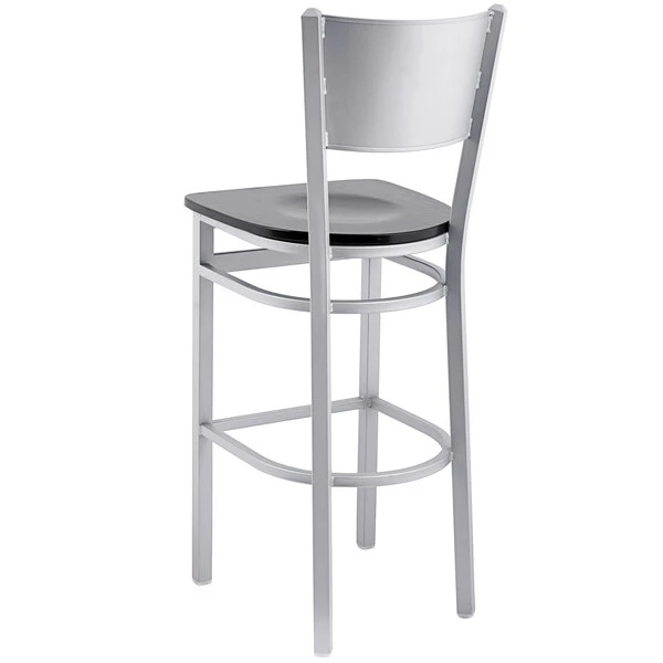 BFM Seating Axel Silver Mist Steel Bar Height Chair With Black Wood Seat 3 BFM Seating Axel Silver Mist Steel Bar Height Chair With Black Wood Seat - Image 3
