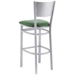 BFM Seating Axel Silver Mist Steel Bar Height Chair With Green Padded Vinyl Seat 5 BFM Seating Axel Silver Mist Steel Bar Height Chair With Green Padded Vinyl Seat -Zown Shop 2265465