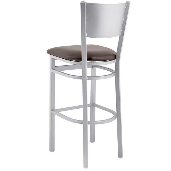 BFM Seating Axel Silver Mist Steel Bar Height Chair With Dark Brown Padded Vinyl Seat 3 BFM Seating Axel Silver Mist Steel Bar Height Chair With Dark Brown Padded Vinyl Seat - Image 3
