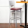 BFM Seating Axel Silver Mist Steel Bar Height Chair With Burgundy Padded Vinyl Seat