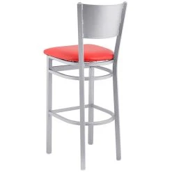 BFM Seating Axel Silver Mist Steel Bar Height Chair With Red Padded Vinyl Seat 5 BFM Seating Axel Silver Mist Steel Bar Height Chair With Red Padded Vinyl Seat -Zown Shop 2265558